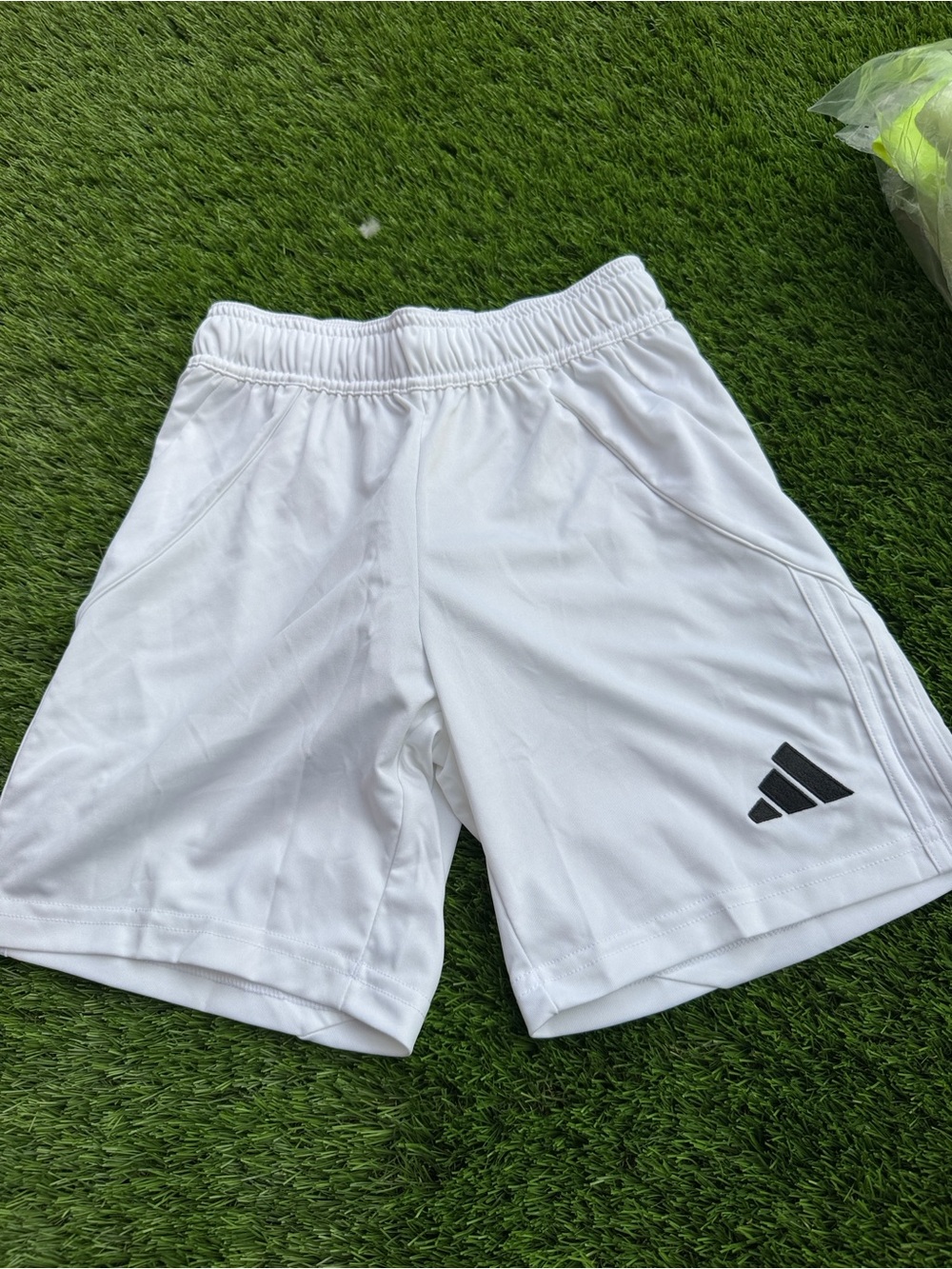 adidas White Athletic Shorts with Black Logo